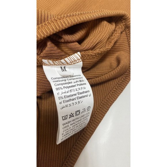 Rust Orange Turtleneck Bodysuit, Sleeveless One Piece, Orange/Brown, Size Medium - Picture 2 of 9